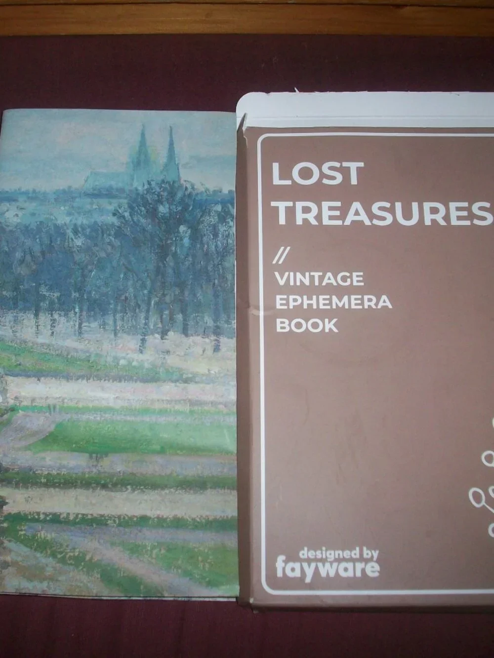 Fayware Vintage Ephemera journaling Book only Forest w/ Church in Background